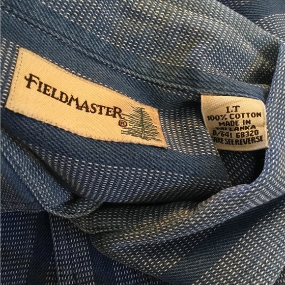 Vintage Fieldmaster Cotton Blue Striped Button-Down Shirt Size Large Tall - Picture 5 of 7